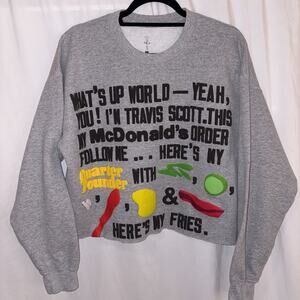 Travis Scott x CPFM xMcDonald’s Gray Crewneck Sweatshirt Sz Med Cropped RARE EUC